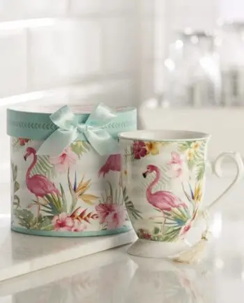 11 oz. Porcelain Mug Flamingo Design in a gift box