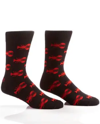 Yo Sox men's crew socks red rock lobster design