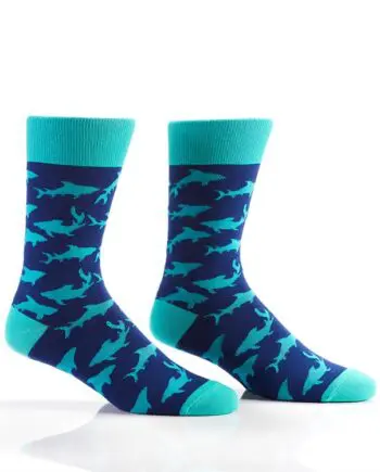 Yo Sox men's crew socks shark attack design