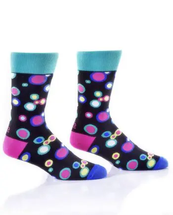 Yo Sox Mens novelty crew sock multi-coloured dots