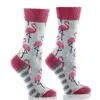 Yo Sox Women's crew socks pink flamingo design