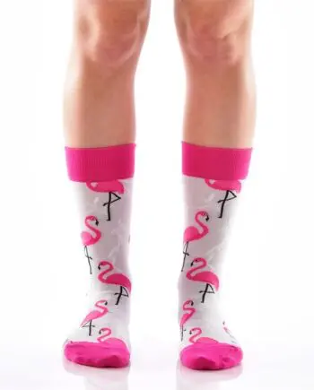 Yo Sox Women's crew socks pink flamingo design