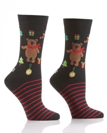 Yo Sox women's crew socks holiday bear design