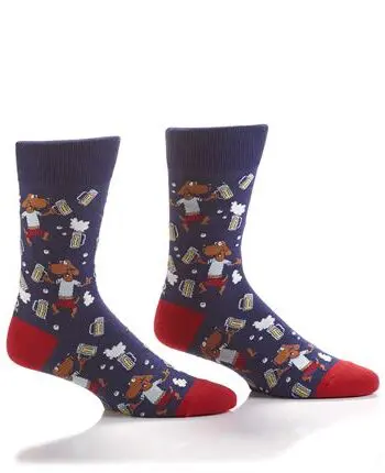 Yo Sox men's crew socks dogs and beer design