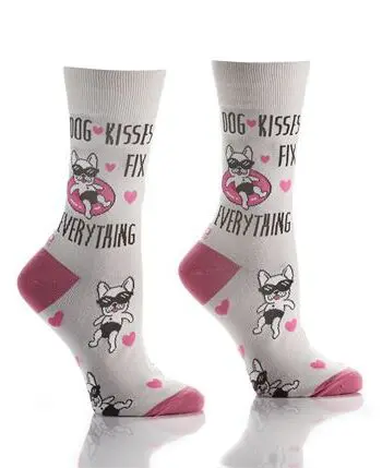 Yo Sox women's crew socks dog kisses design