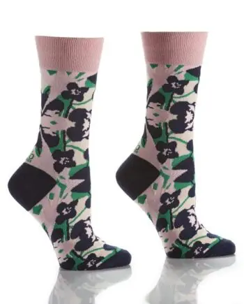 Yo Sox women's crew socks floral collage pattern design