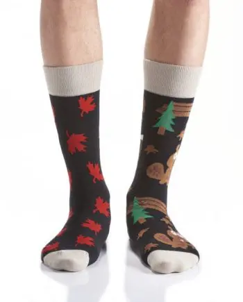 Yo Sox men's crew socks Canada & beavers design