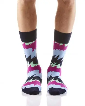 Yo Sox Men's crew sock making waves design