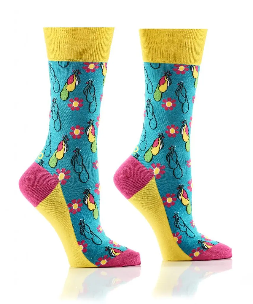 Yo Sox Women's crew sock Peacock garden design