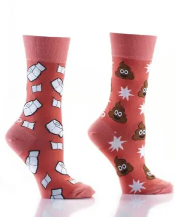 Yo Sox women's crew socks poop and paper design