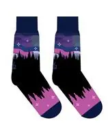 Northern lights design Women's novelty crew socks by Yo Sox flat view