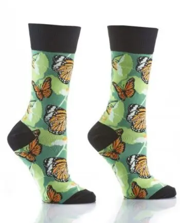 Butterfly Design Women's Crew Socks by Yo Sox right side view