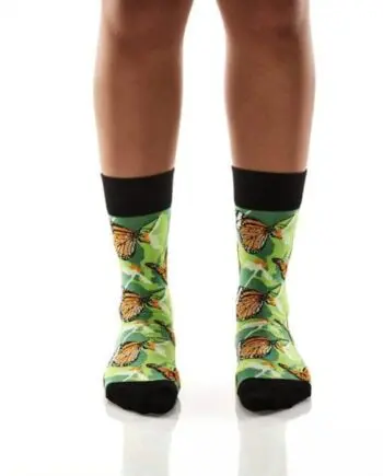 Butterfly Design Women's Crew Socks by Yo Sox front view