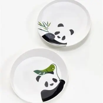 Panda plates with bamboo or leaf by Avenue 9