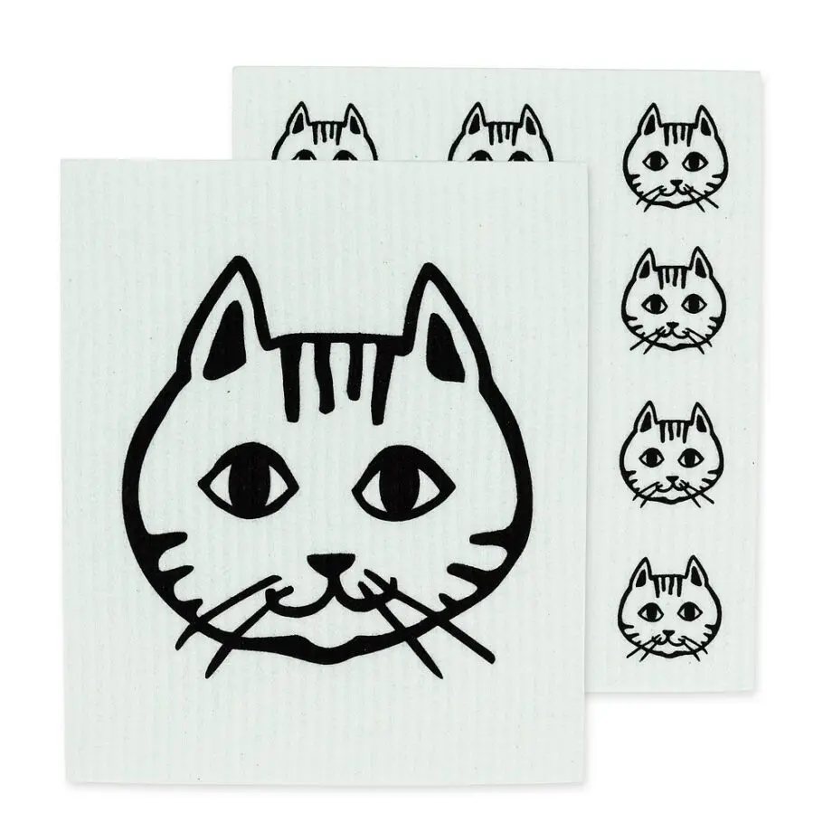 Cat Faces Amazing Swedish Dishcloth - Set of 2