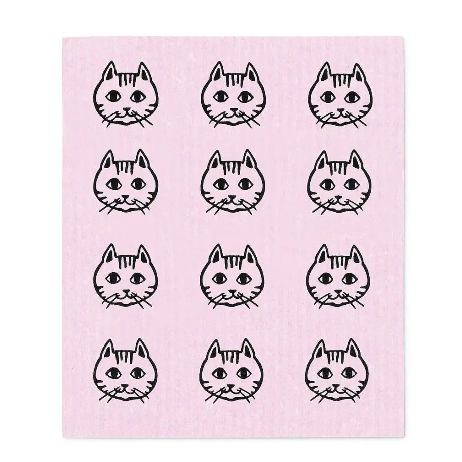 Pink Cat Faces Amazing Swedish Dishcloth - Set of 2 - Image 3