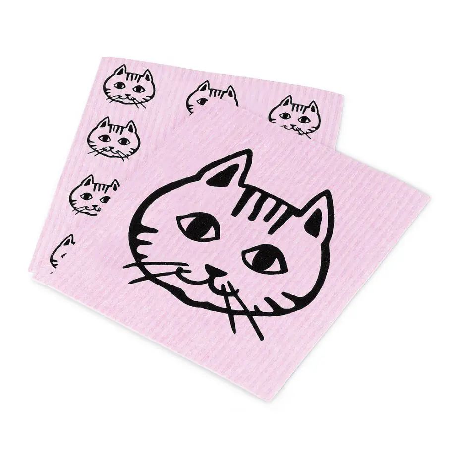 Pink Cat Faces Amazing Swedish Dishcloth - Set of 2 - Image 4