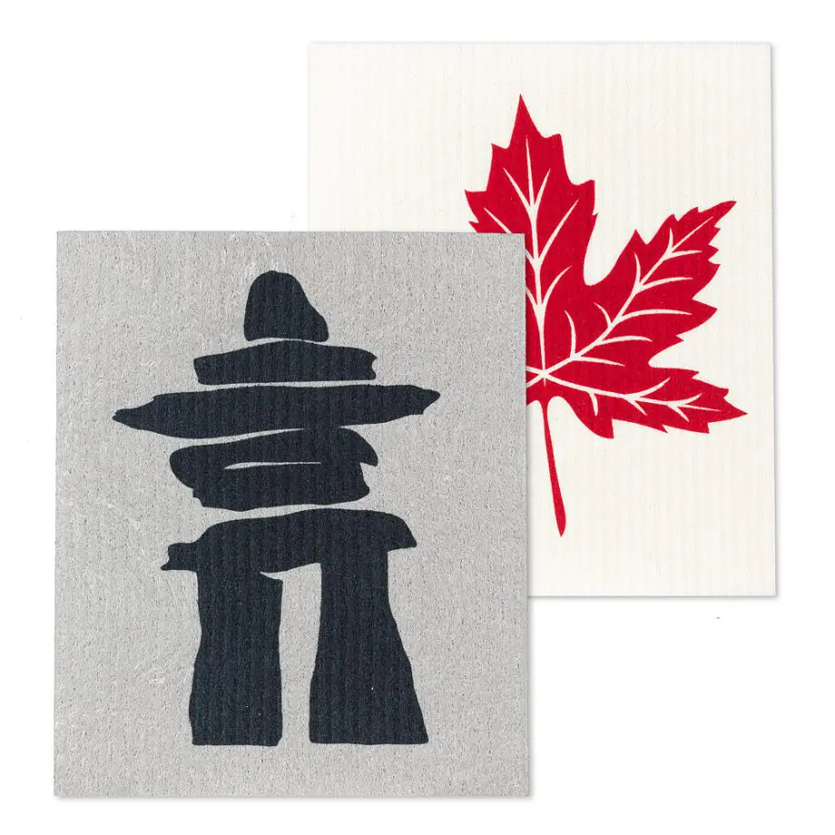 Inukshuk & Maple Leaf Amazing Swedish Dishcloths