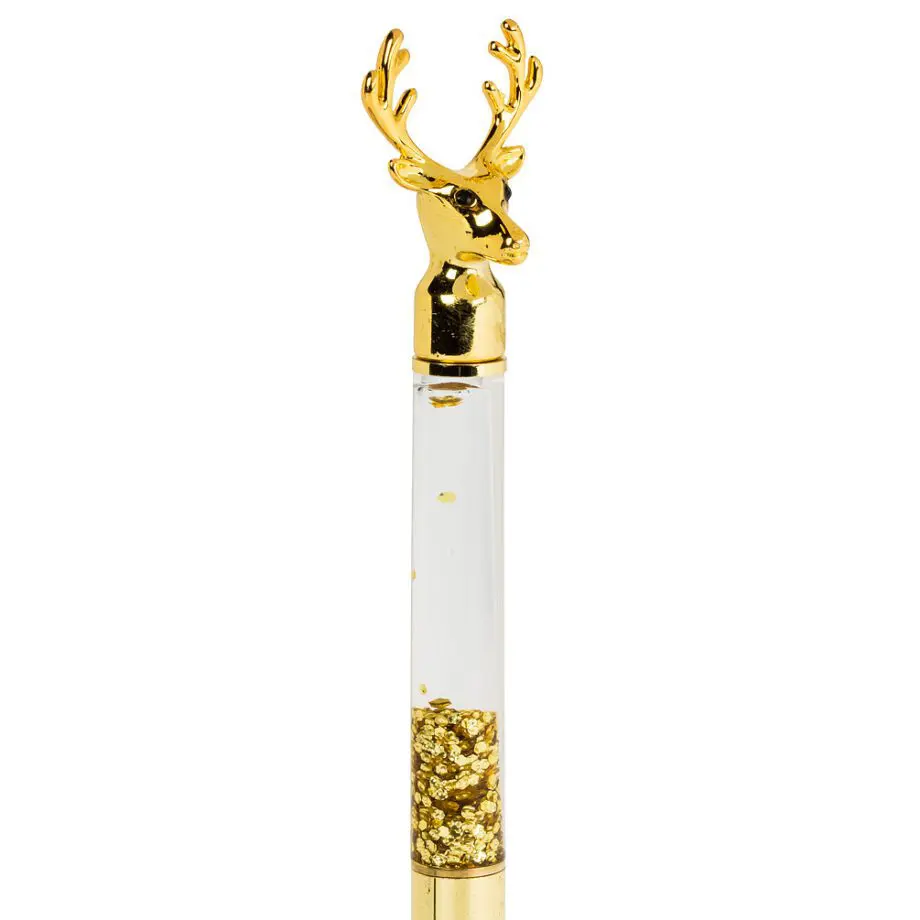 Gold Reindeer Pen with Glitter - Image 2