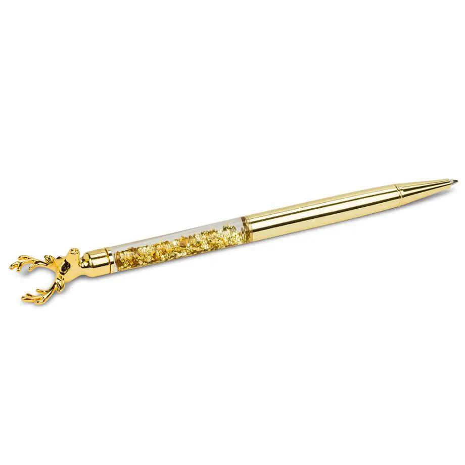 Gold Reindeer Pen with Glitter