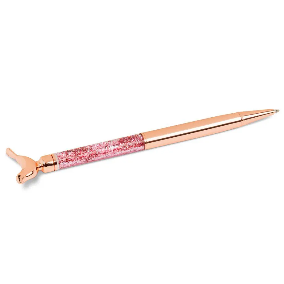 Rose Gold Bird Pen with Glitter