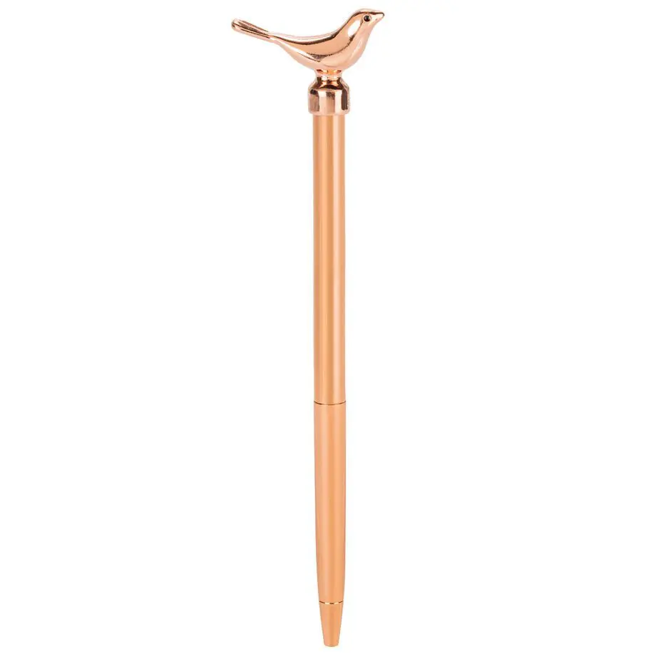 Rose Gold slim pen with Bird on top