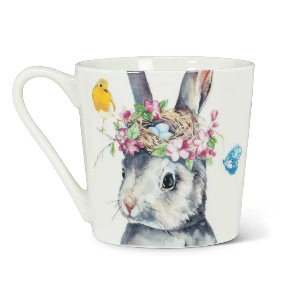 12 oz. Fine Bone China Mug with Rabbit & Nest Design - Image 2