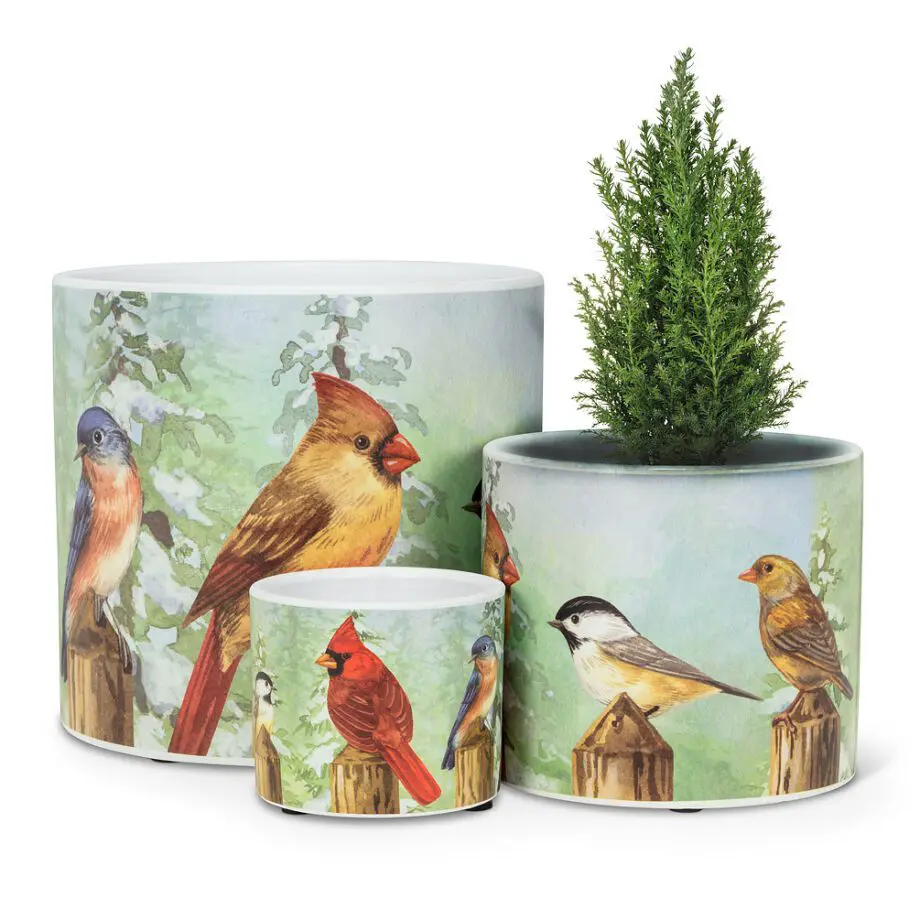 Birds on Fence planter 7.5 cm (3") diameter