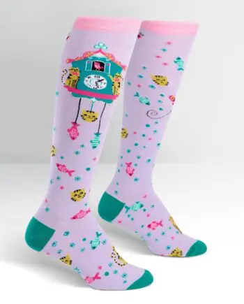 Cat-o'clock design women's novelty knee high socks