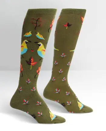 Well Quail-fied design women's novelty knee high socks