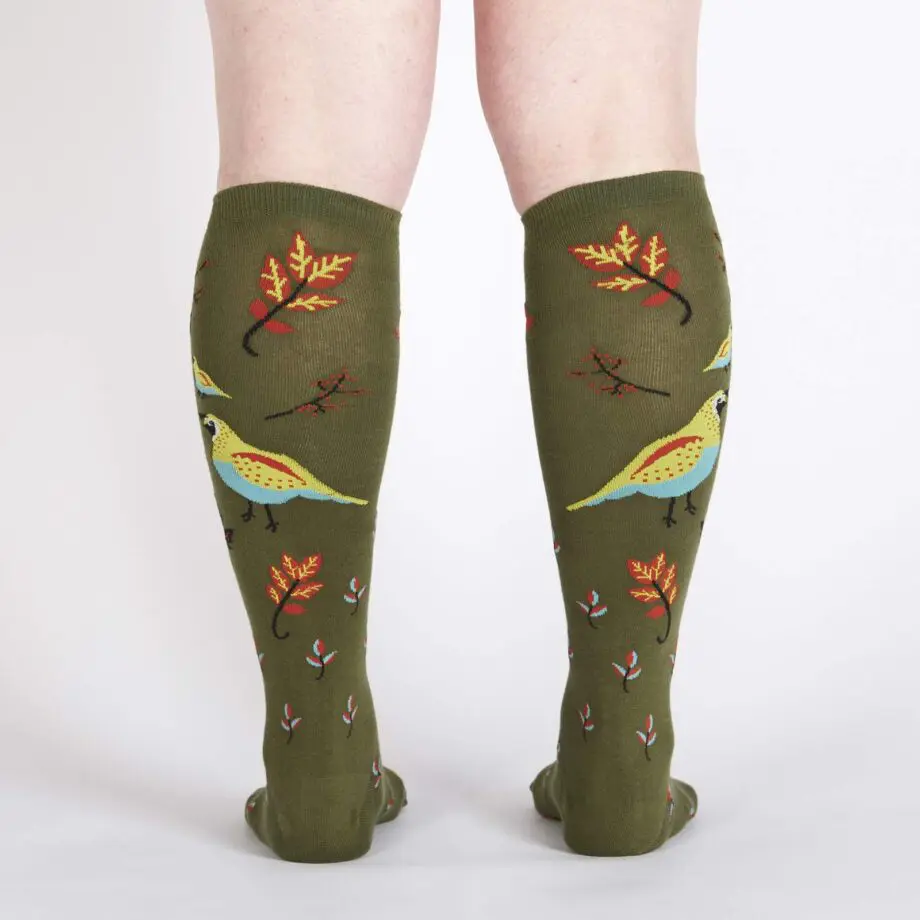 Well Quail-fied design women's novelty knee high socks