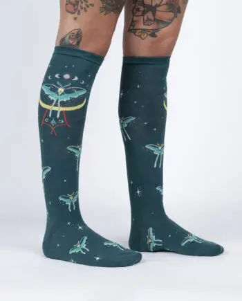 Mystic Moths design women's novelty knee high socks