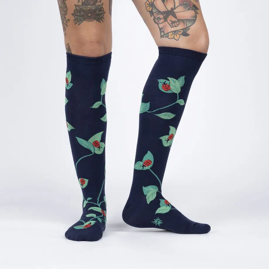 Luck be a ladybug design women's novelty knee high socks