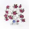 "Fuchsia Daisy" Lucky Tree with Silver Pinwheel Design