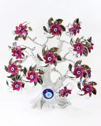 "Fuchsia Daisy" Lucky Tree with Silver Pinwheel Design