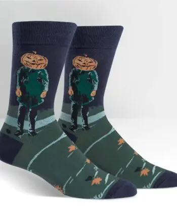 Pumkin Head design Men's novelty crew socks