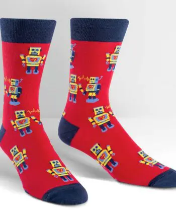 Robot Love design men's novelty crew socks