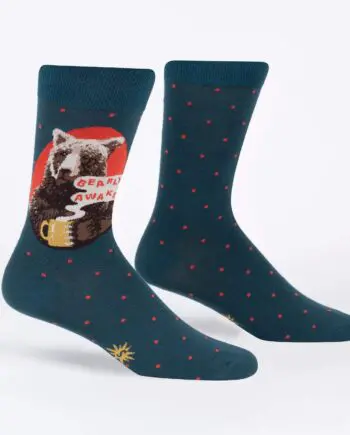 Bearly Awake design men's novelty crew socks