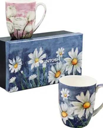 "Morning Flowers" Fine Bone China Mugs -Set of 2