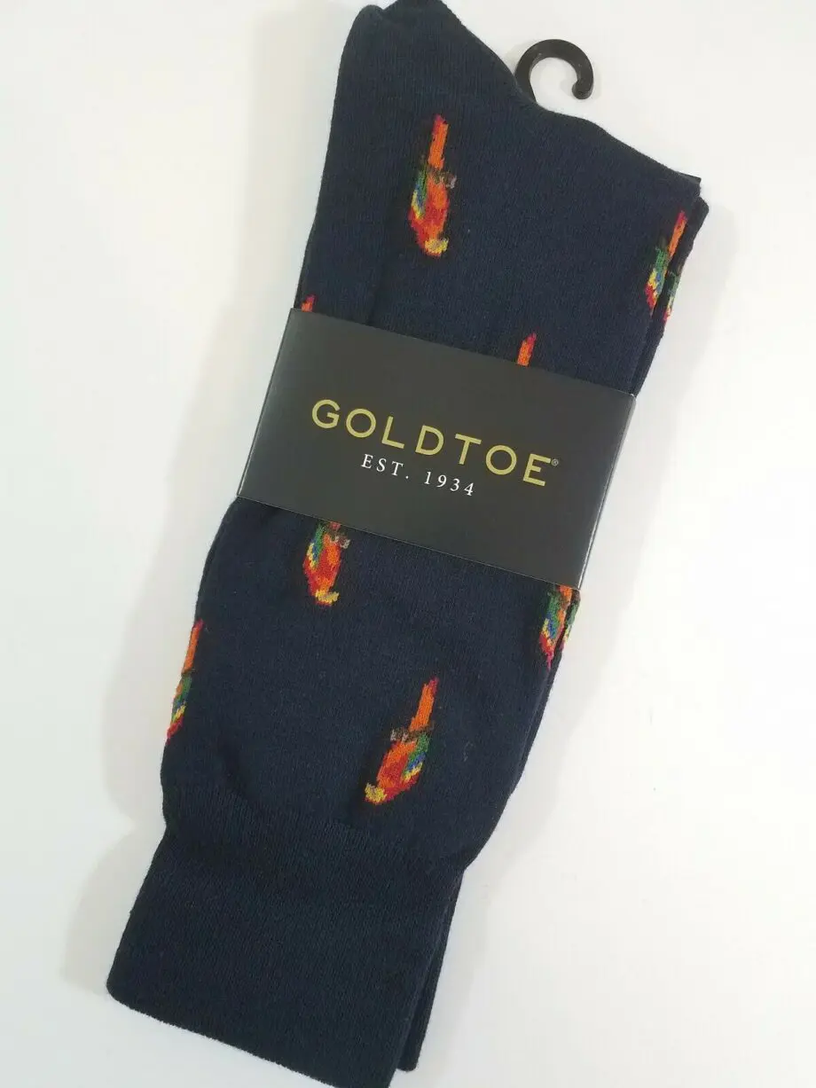 "Navy Blue Parrot" Men's Novelty Crew Socks by Gold Toe