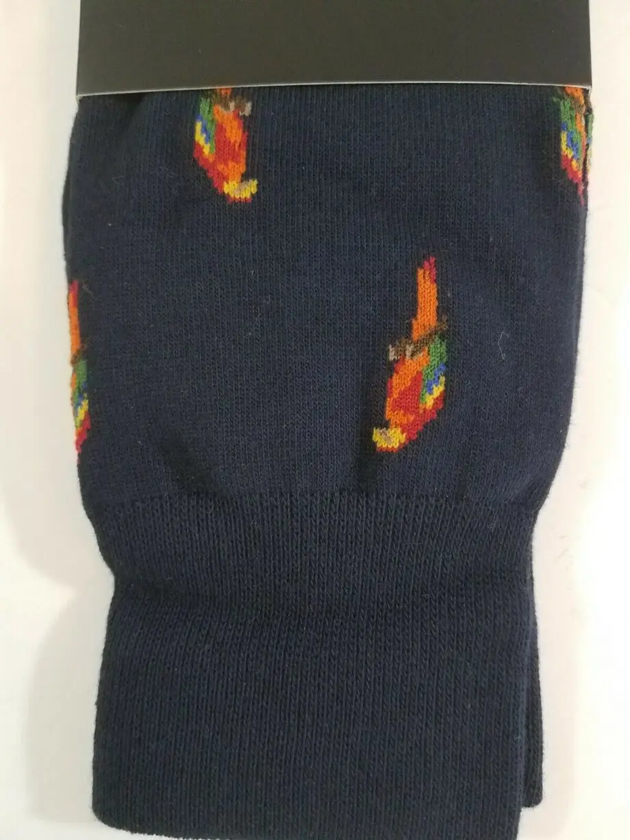 "Navy Blue Parrot" Men's Novelty Crew Socks by Gold Toe