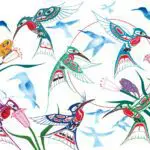 Garden of Hummingbirds 9" x 6" Art Card