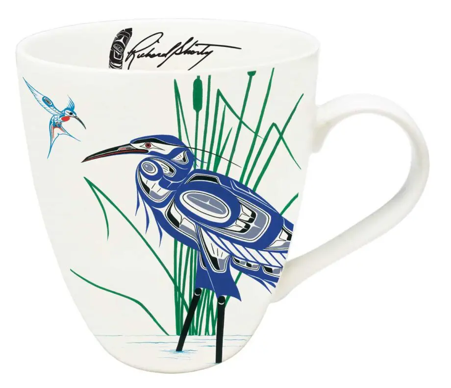 "Hummingbird & Blue Heron" 18 oz. Signature Mug by Artist Richard Shorty