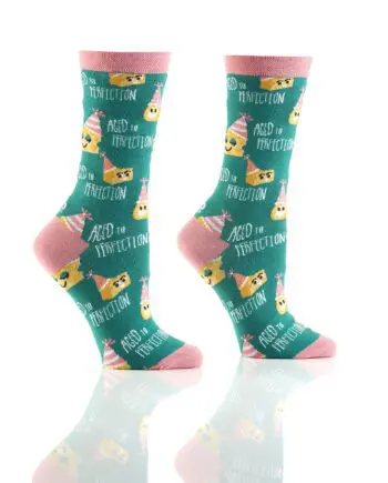 Aged to Perfection design novelty crew socks by Yo Sox