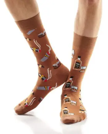 "Cigar & Whiskey" Men's Novelty Crew Socks by Yo Sox