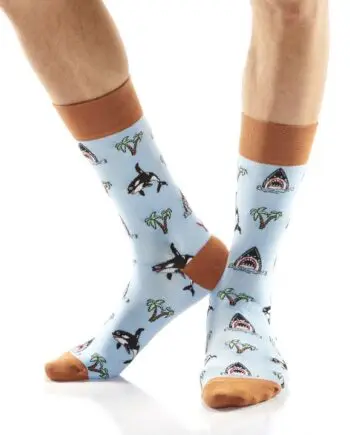 "Ocean Time (Orca)" Men's Novelty Crew Socks by Yo Sox