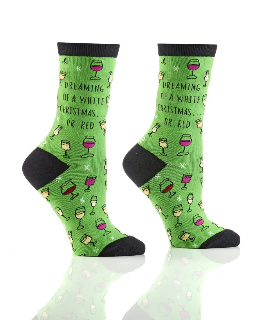 Dreaming of a White Christmas ... or red women's novelty crew socks