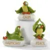 Yoga Green Parrot on a Rock Figurines