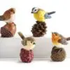 2.9" Birds Sitting on Nut or Berry Figurines