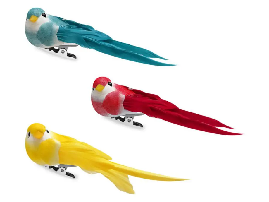 3.25" Mini Longtail Birds with Gator Clip - Set of 3